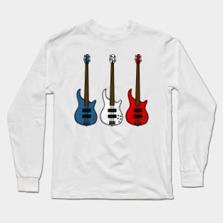 Bass Guitar French Flag Bassist Musician France Long Sleeve T-Shirt